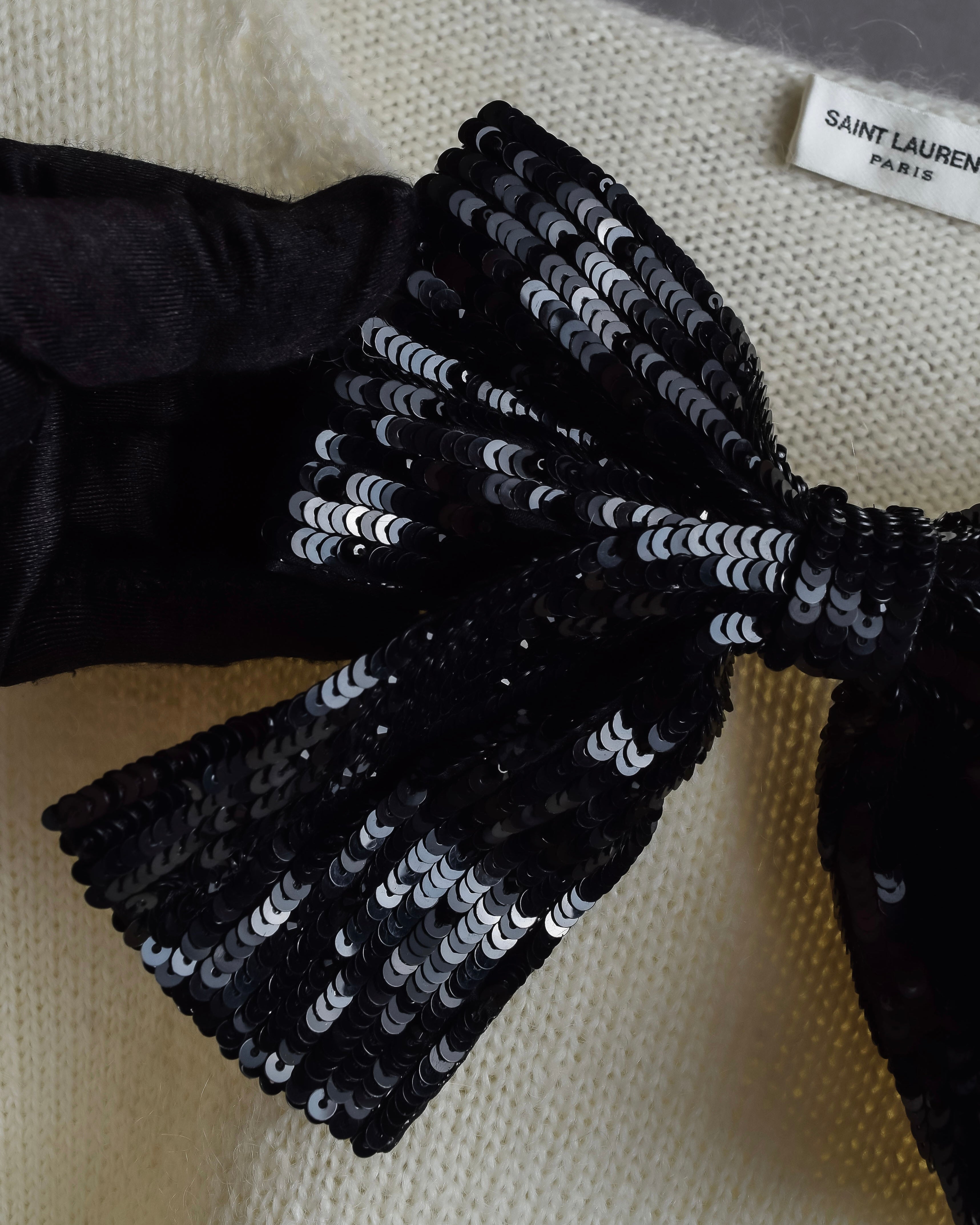 "Saint Laurent" Sequin ribbon design shoulder structure knit