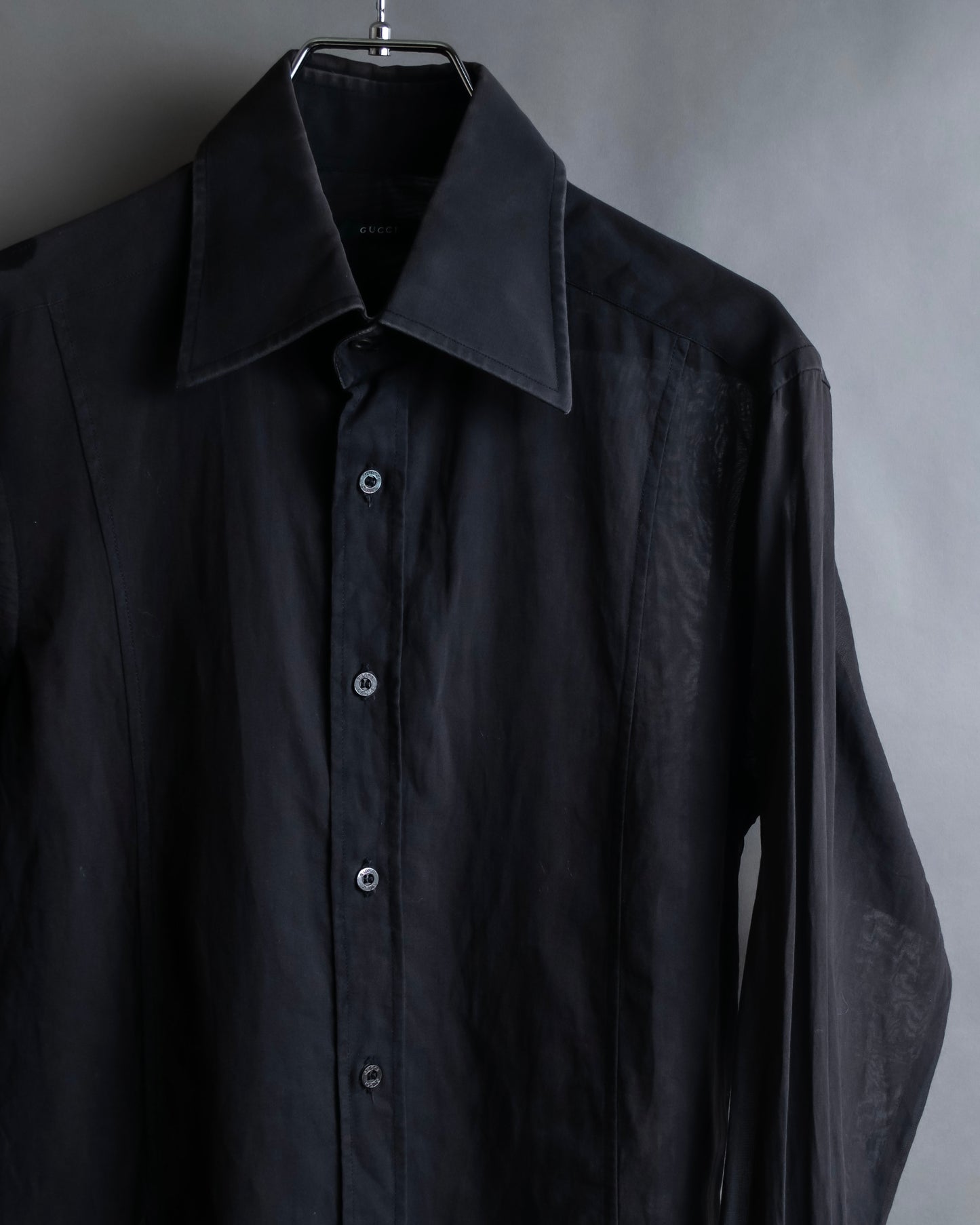 "GUCCI" See-through design cotton shirt