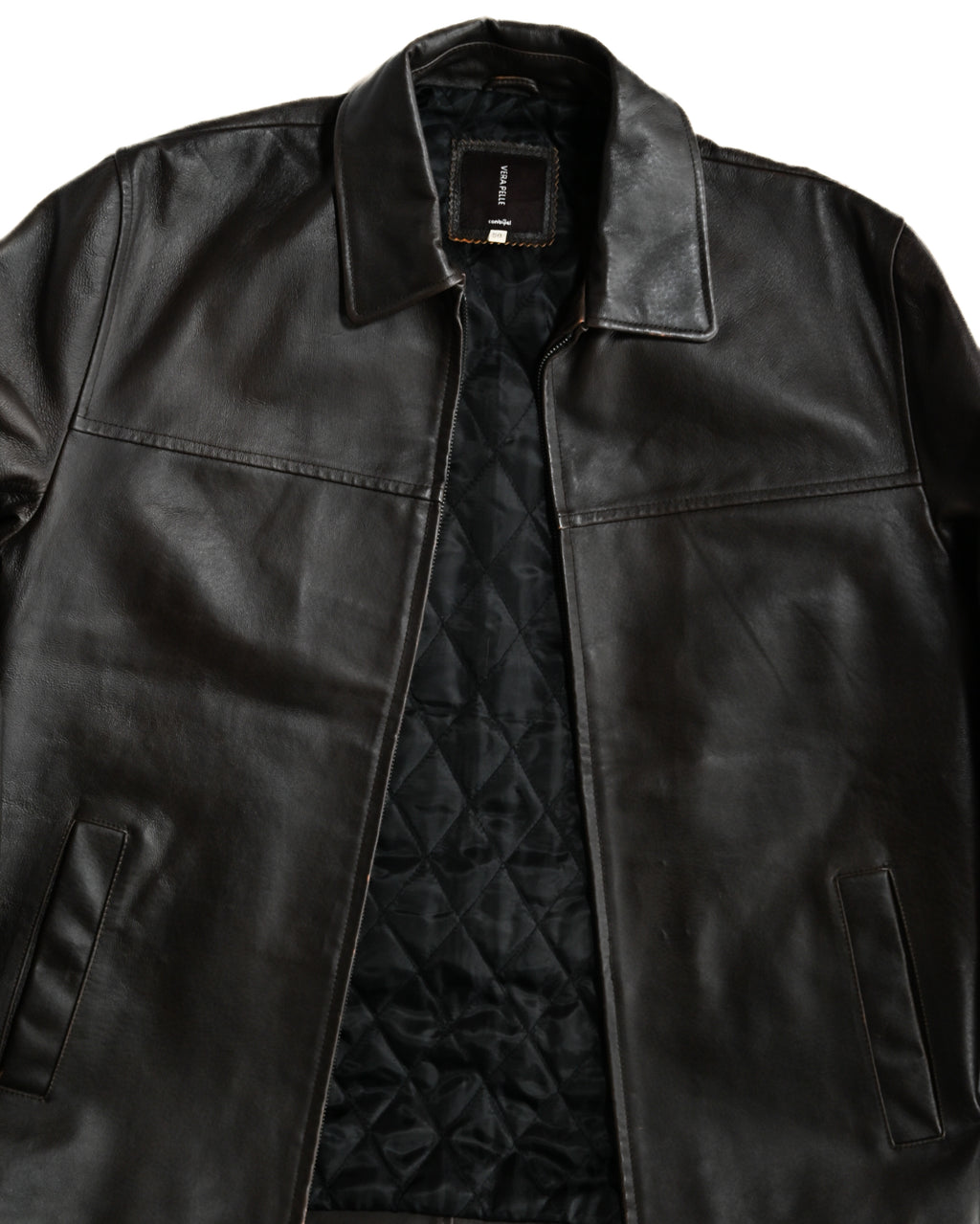 VINTAGE / Architectural Leather Jacket Dark Brown