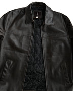 VINTAGE / Architectural Leather Jacket Dark Brown