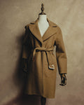 “GUCCI” 00’s-10’s Cashmere-blend leather-trimmed belted long coat