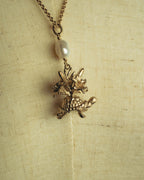 "DIOR" 20's Sculptural turtle long pendant necklace