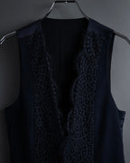 "JEAN PAUL GAULTIER" 90's Geometric lace design tailored vest