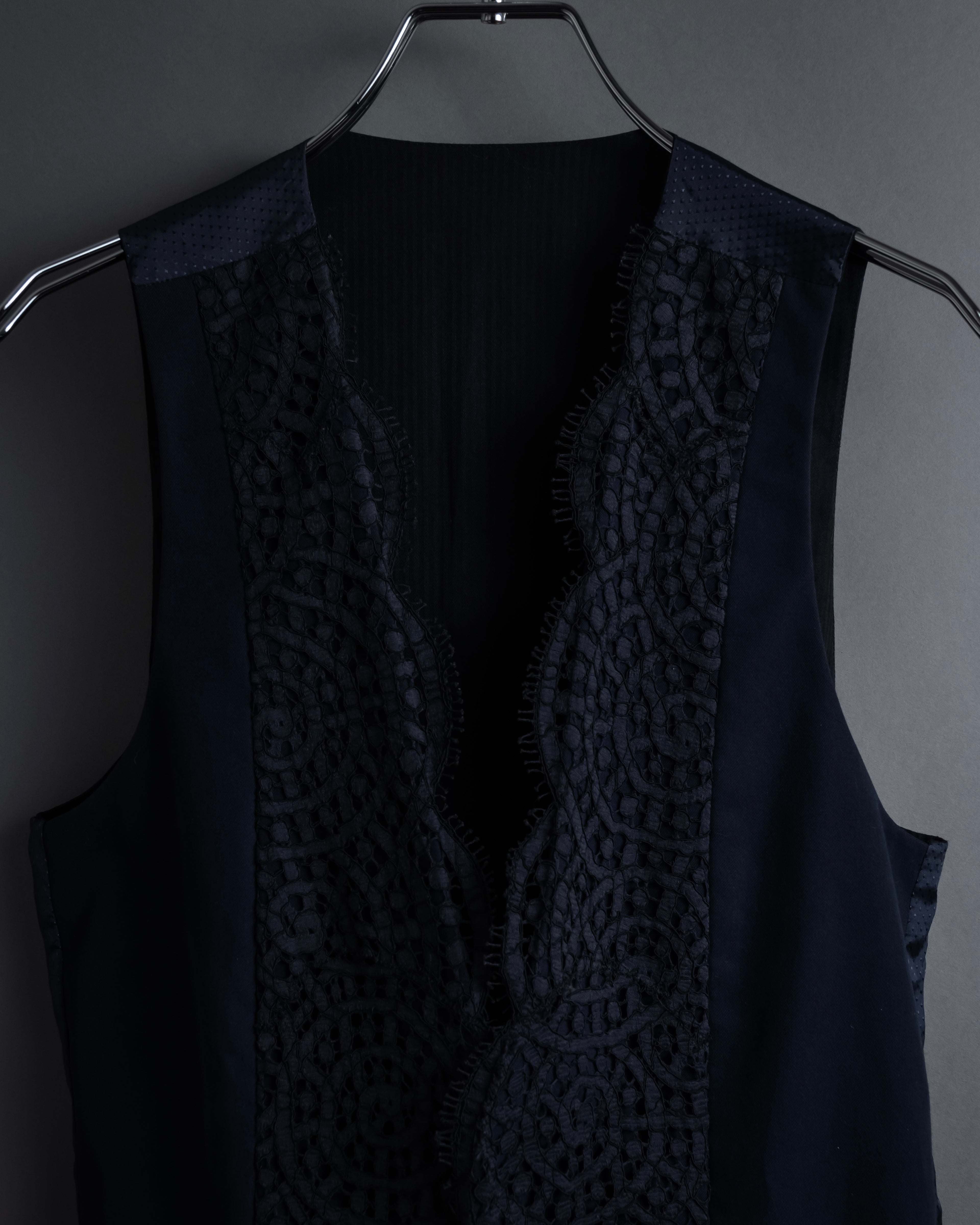 "JEAN PAUL GAULTIER" 90's Geometric lace design tailored vest