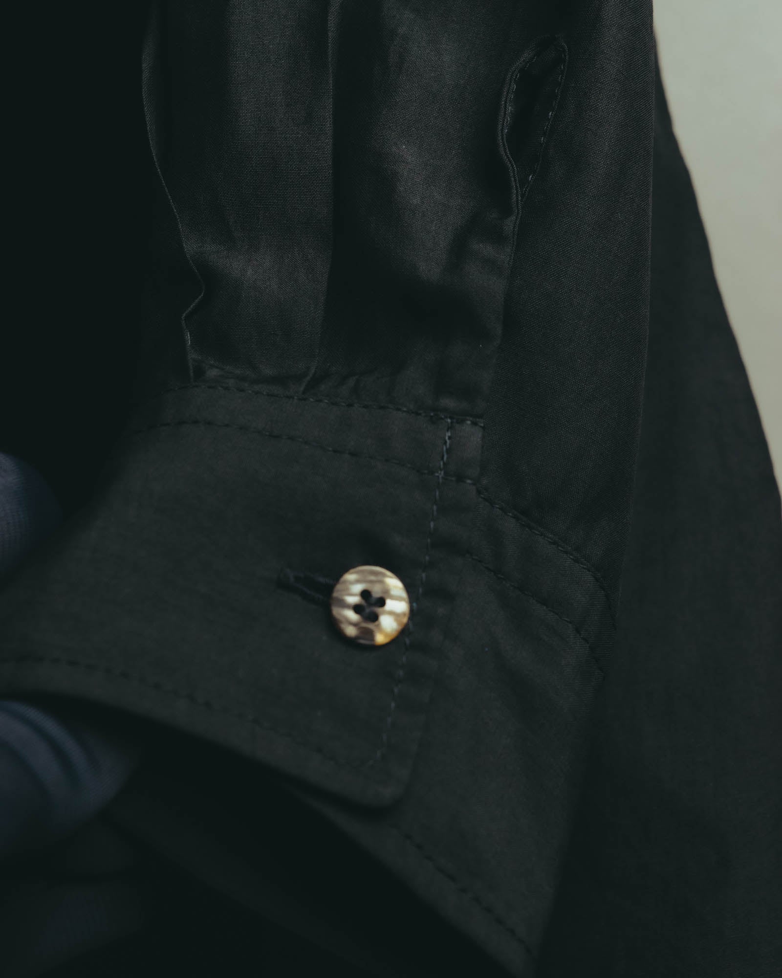 “COMME des GARCONS” Late 80’s-early 90’s silk tucked black shirt