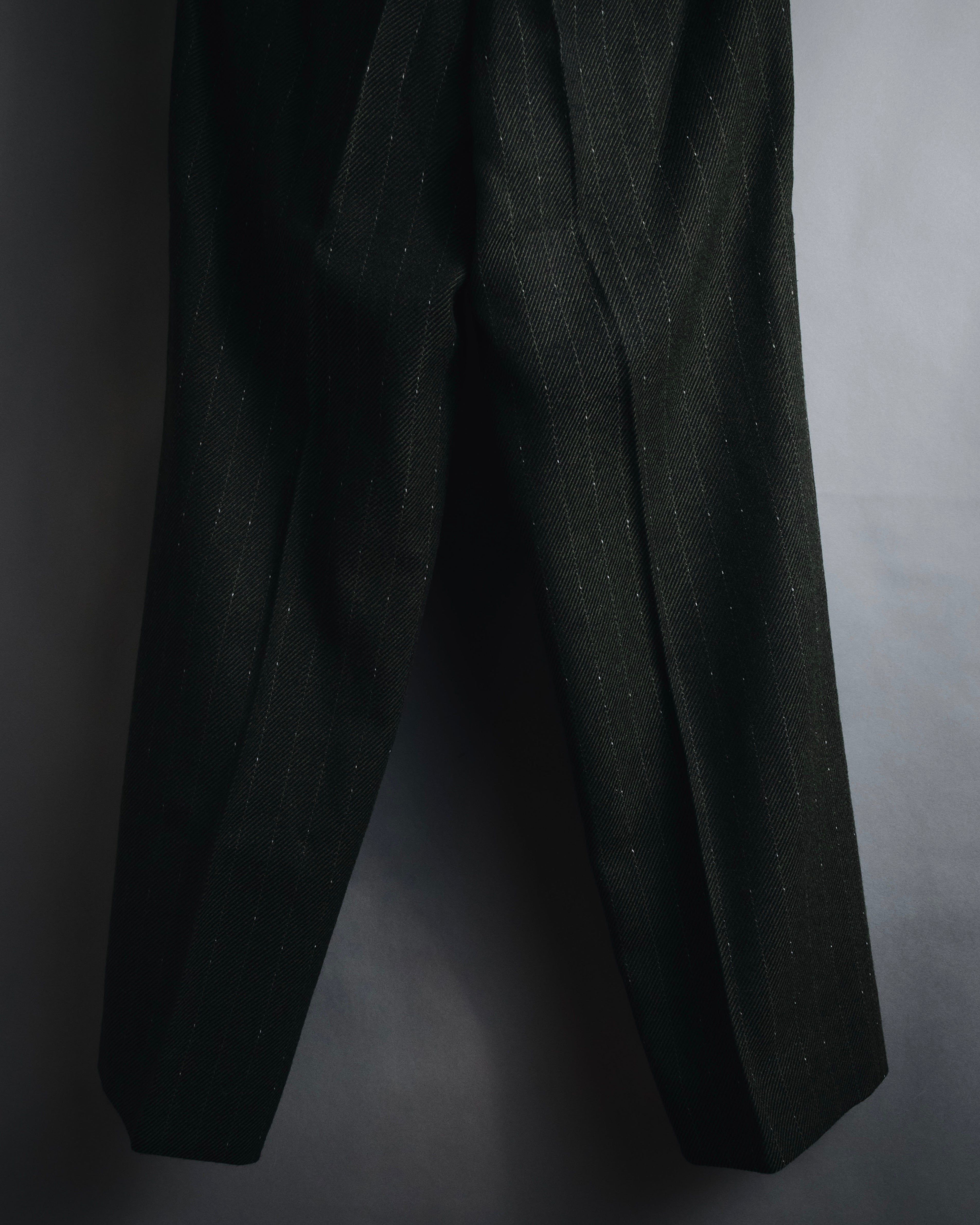 "Yves Saint Laurent diffusion hommes" 80’s-90’s structured glitter pinstripe wool suit set-up