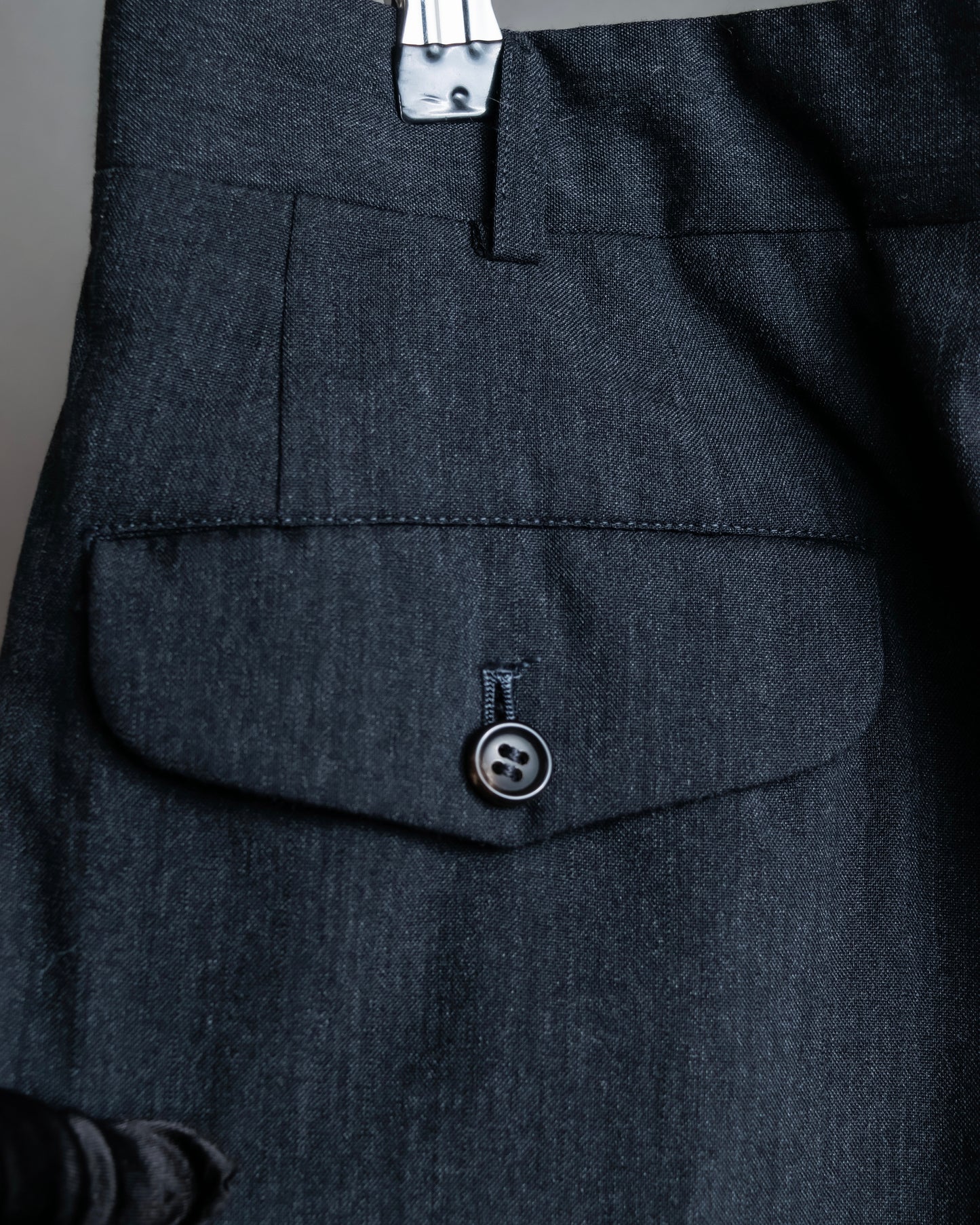 "COMME des GARCONS
HOMME" Notch lapel tailored jacket & wide tapered slacks charcoal gray set up