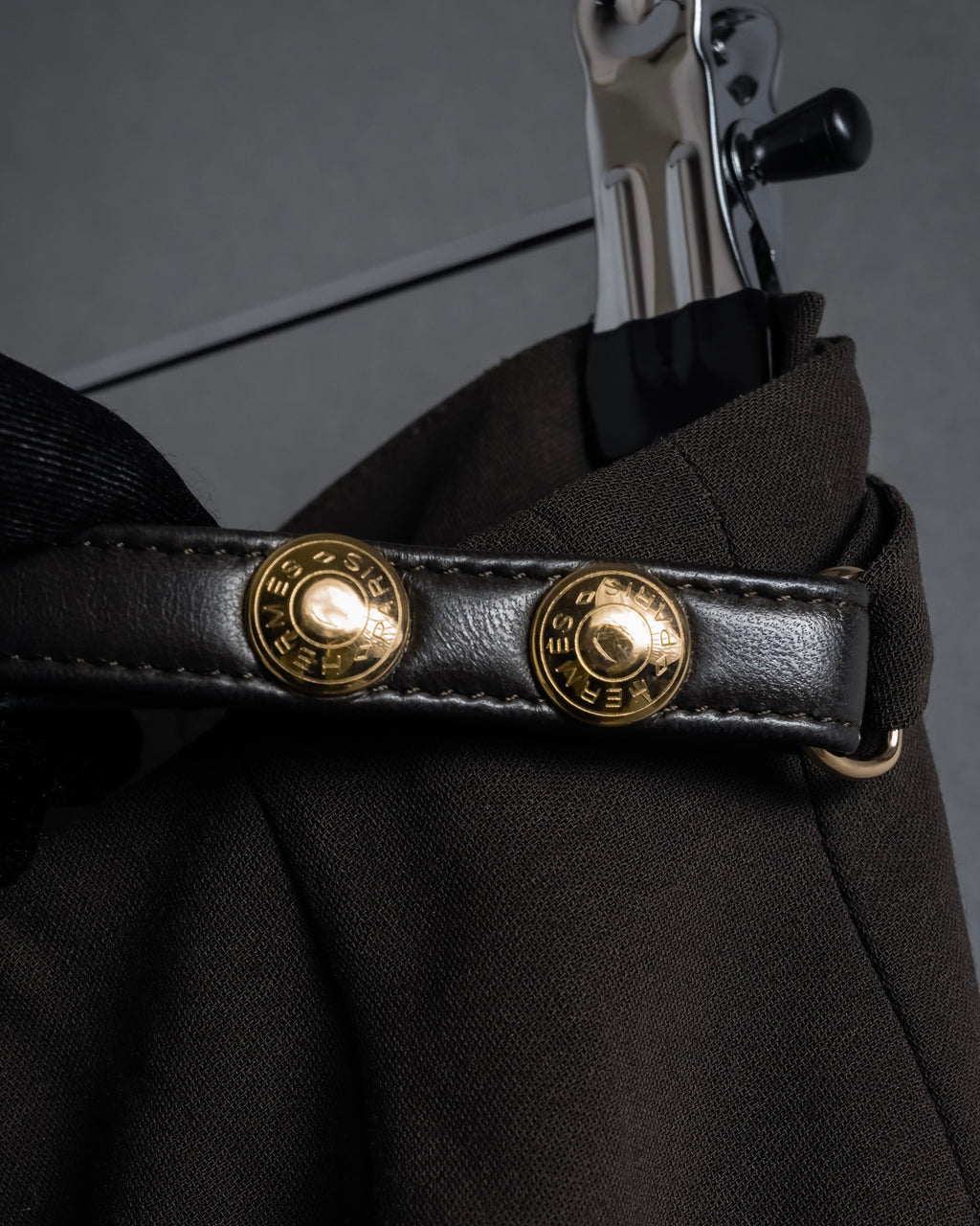 "HERMES" 90's Gold parts design derived from horse tack flared skirt