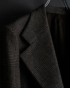 "YVES SAINT LAURENT" Glen plaid oversized wool tailored jacket