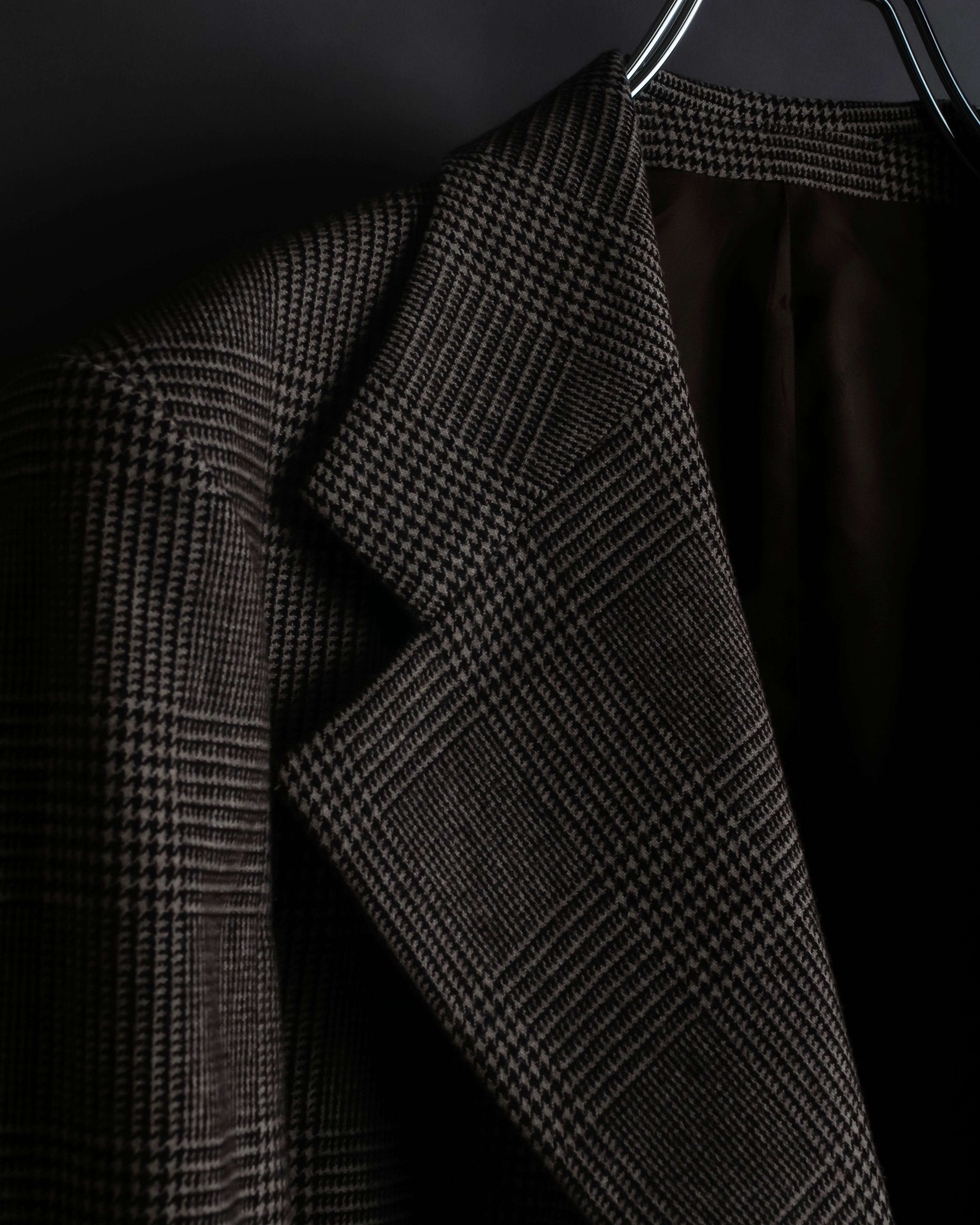 "YVES SAINT LAURENT" Glen plaid oversized wool tailored jacket