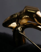 "Christian Dior" Oval ribbon motif gold brooch