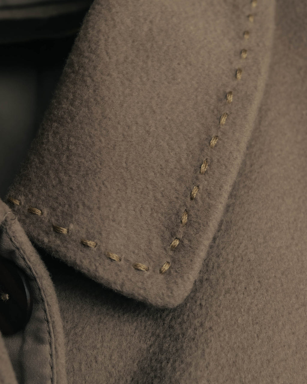 -SPECIAL- "FENDI" 90's-00's Cashmere blend long coat with leather contrast