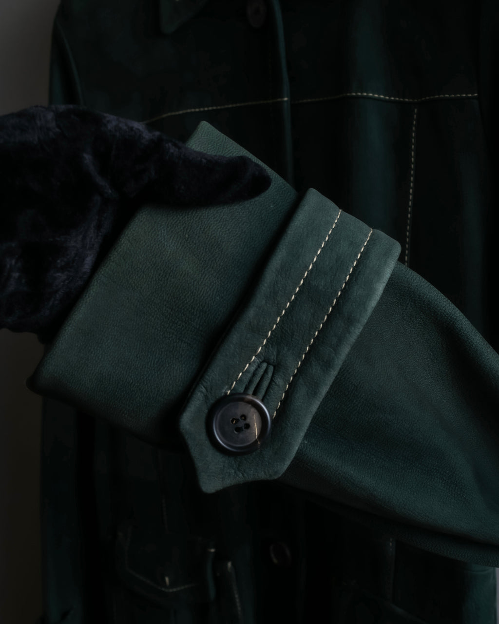 "PRADA" Stitching design suede belted coat