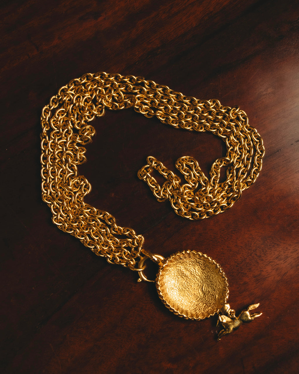 -SPECIAL- “CHANEL” 90’s-00’s Horse motif medallion chain necklace