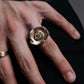 "CHANEL" Camellia motif rhine stone coco mark ring