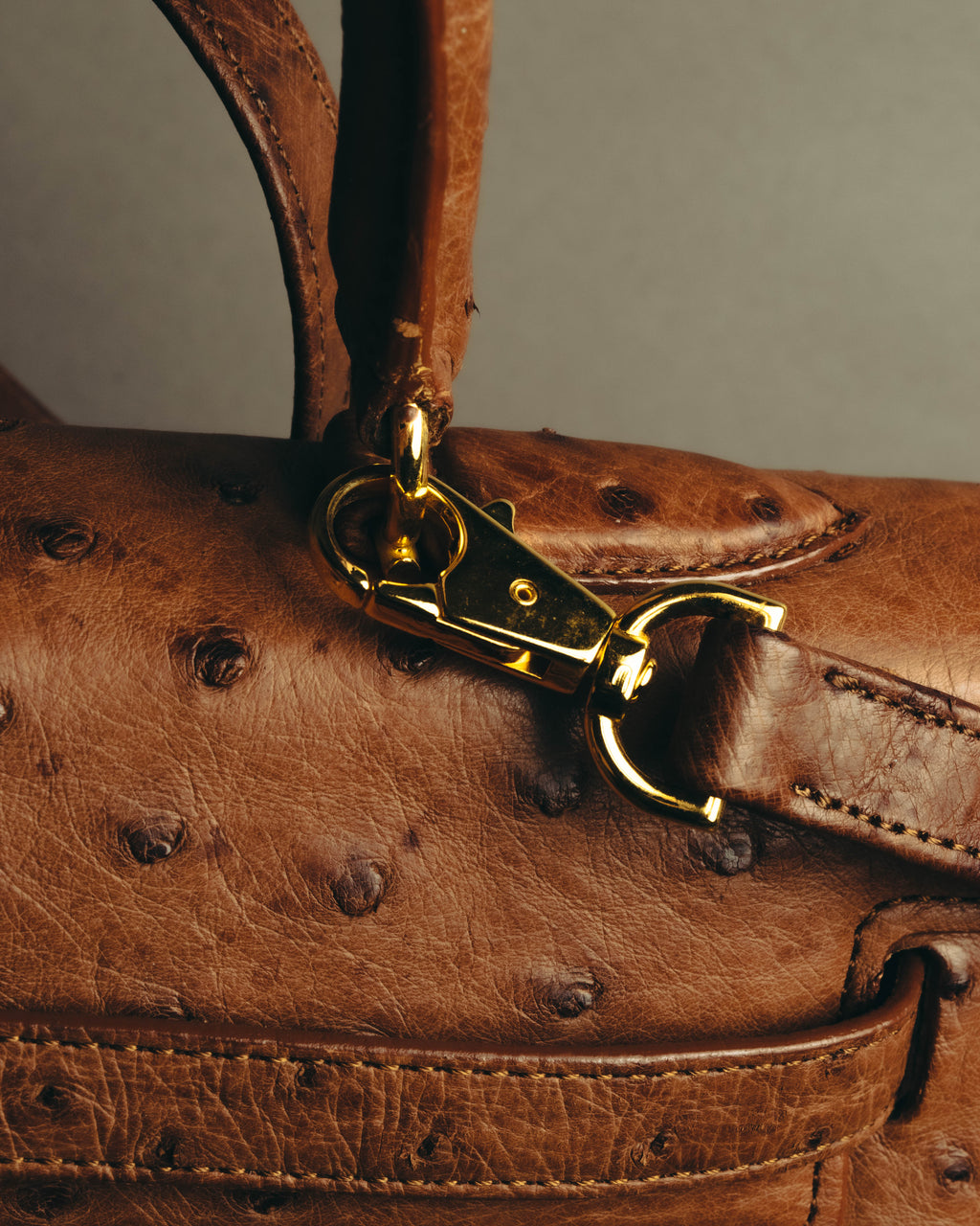 "JARDIN DES SACS" 80's-90's Structured ostrich leather top handle bag