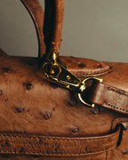 "JARDIN DES SACS" 80's-90's Structured ostrich leather top handle bag