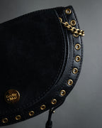 "See by Chloé" Half-moon grommet-detail suede shoulder bag