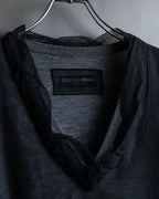 "DOLCE & GABBANA" Sheer layered V-neck grey knit