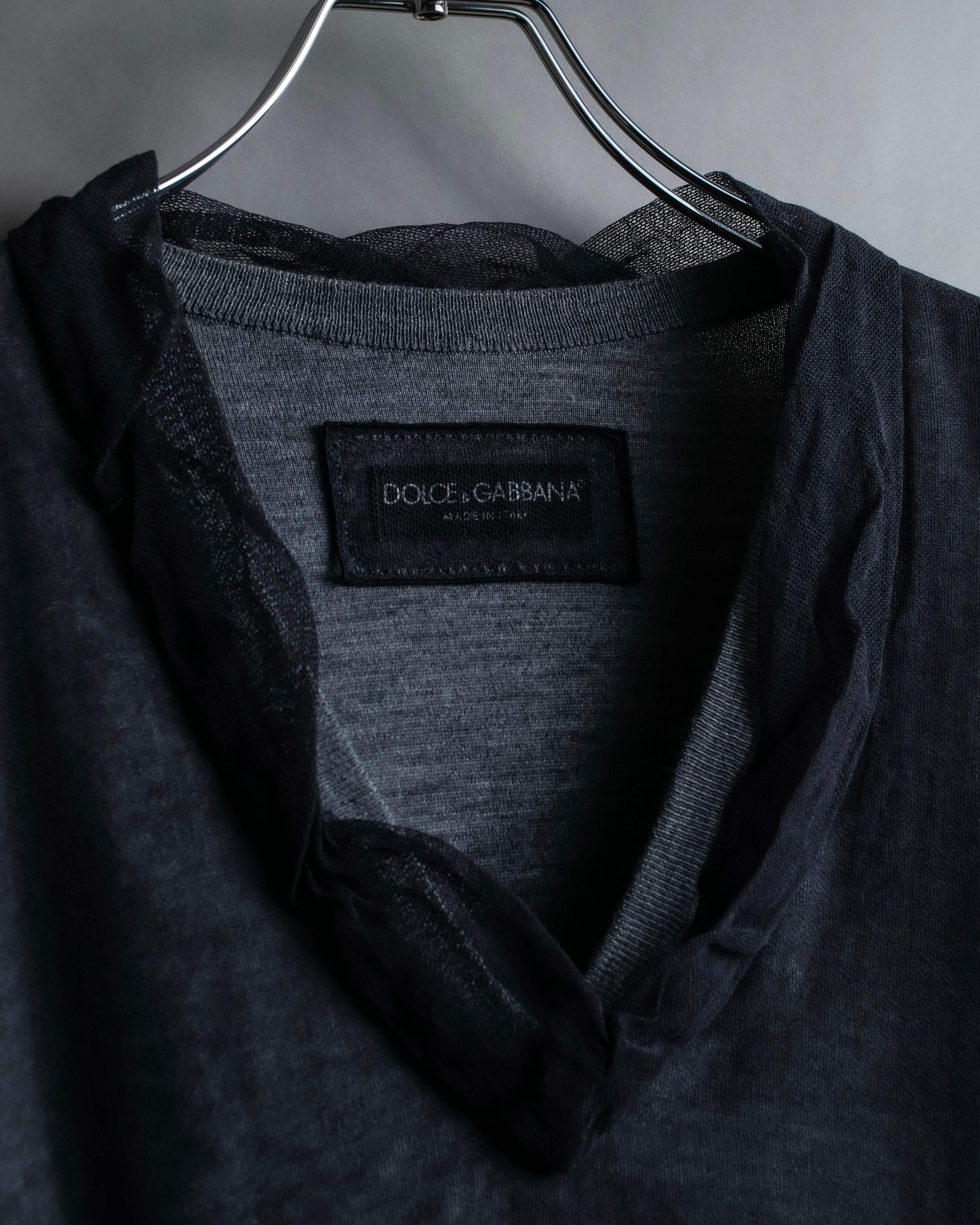 "DOLCE & GABBANA" Sheer layered V-neck grey knit