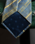 "CHANEL" Regimental pattern gold scattered design neck tie