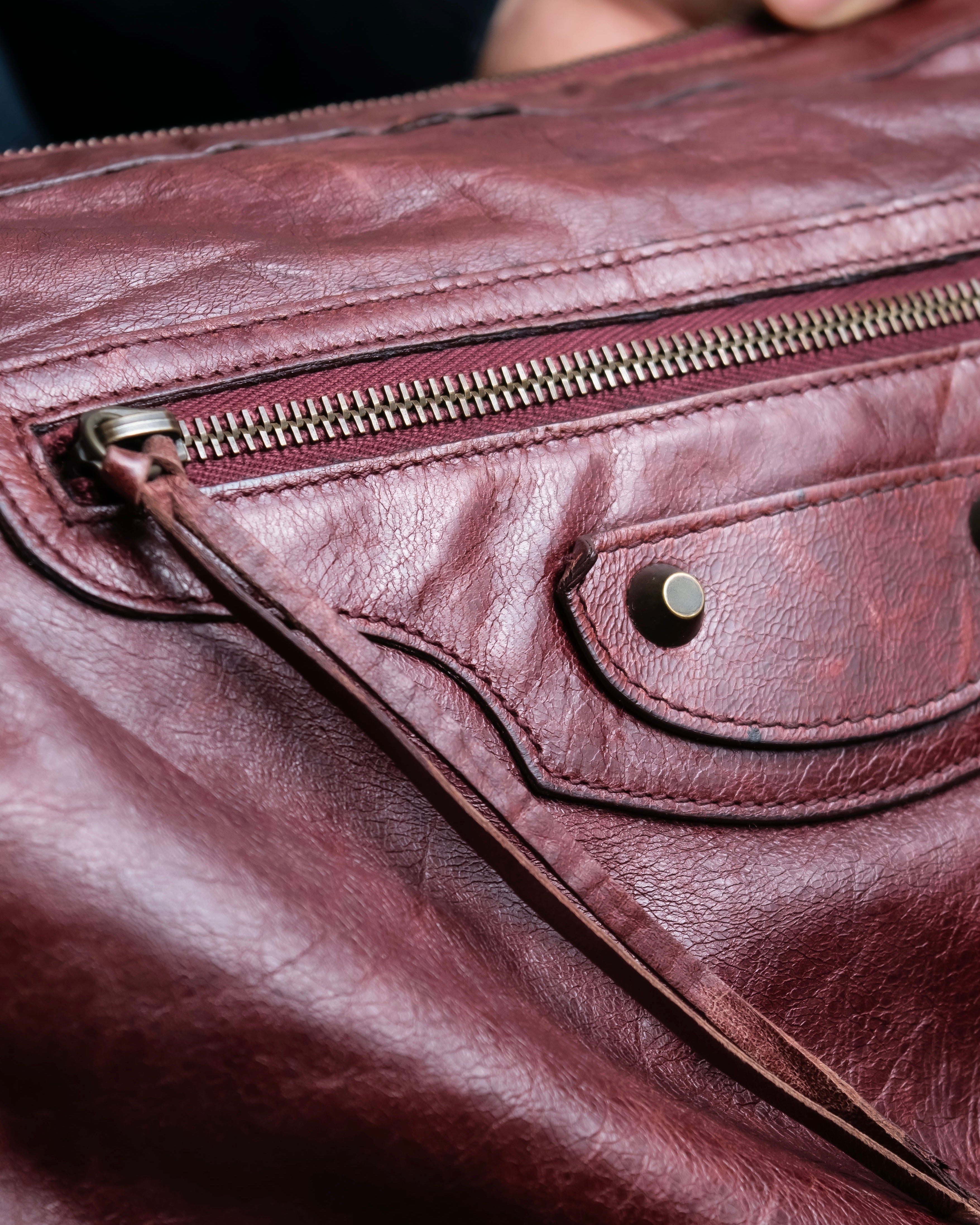 “BALENCIAGA” The Day leather one shoulder bag (burgundy)