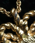 "Christian Dior" Rope ribbon motif gold necklace