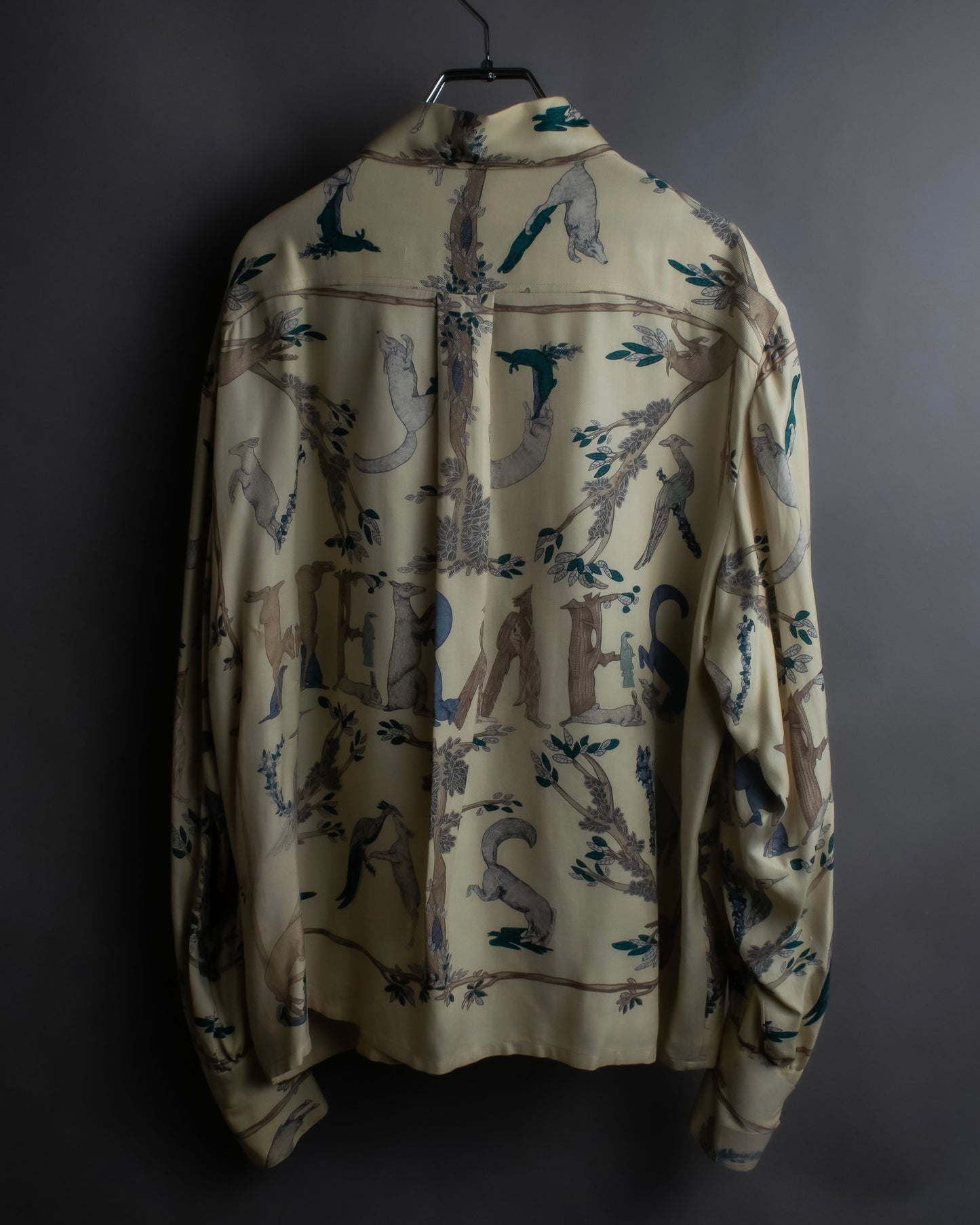 "HERMES" Natural animal pattern oversized silk shirt