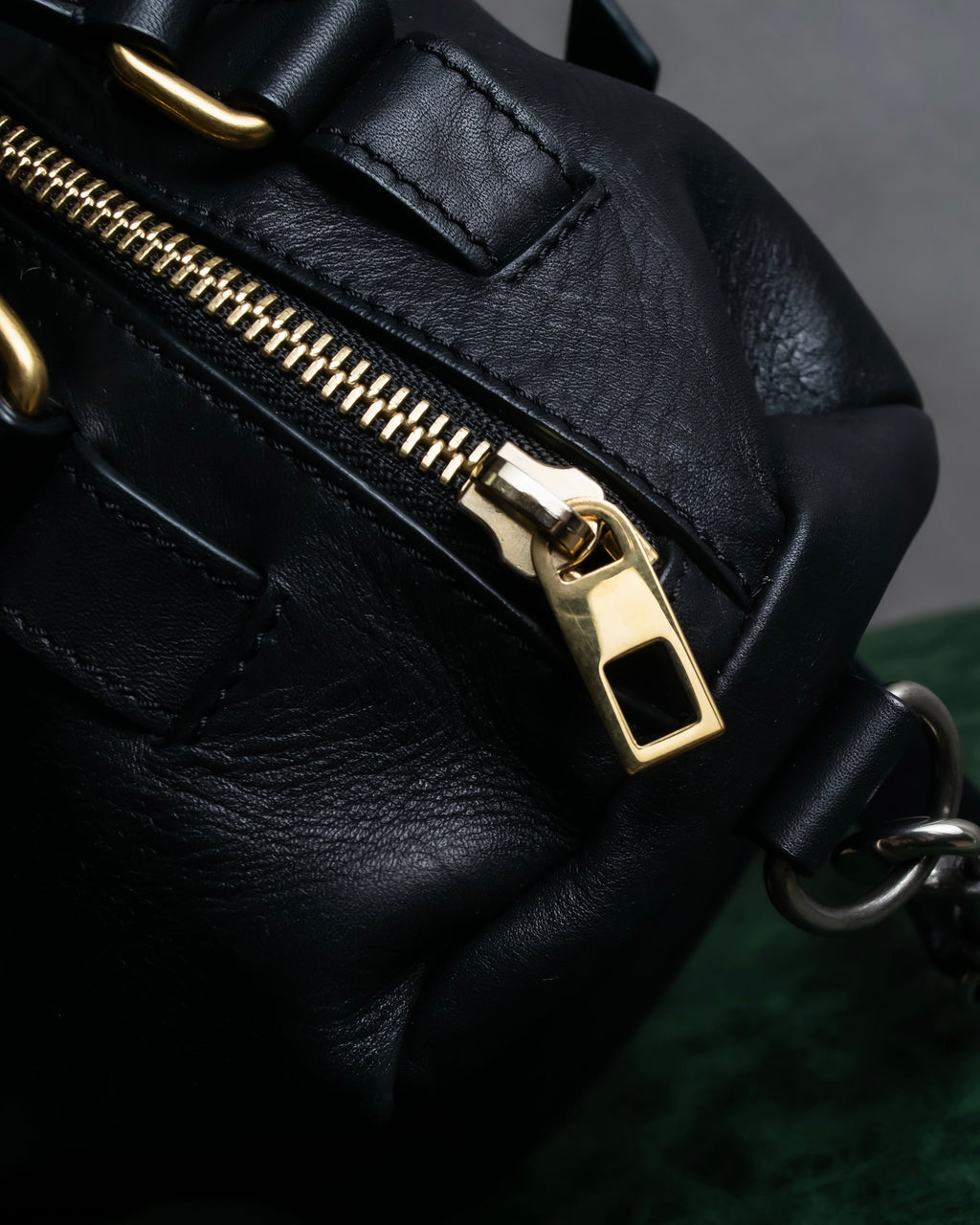 "CELINE" Various studs horizontal leather 2way bag