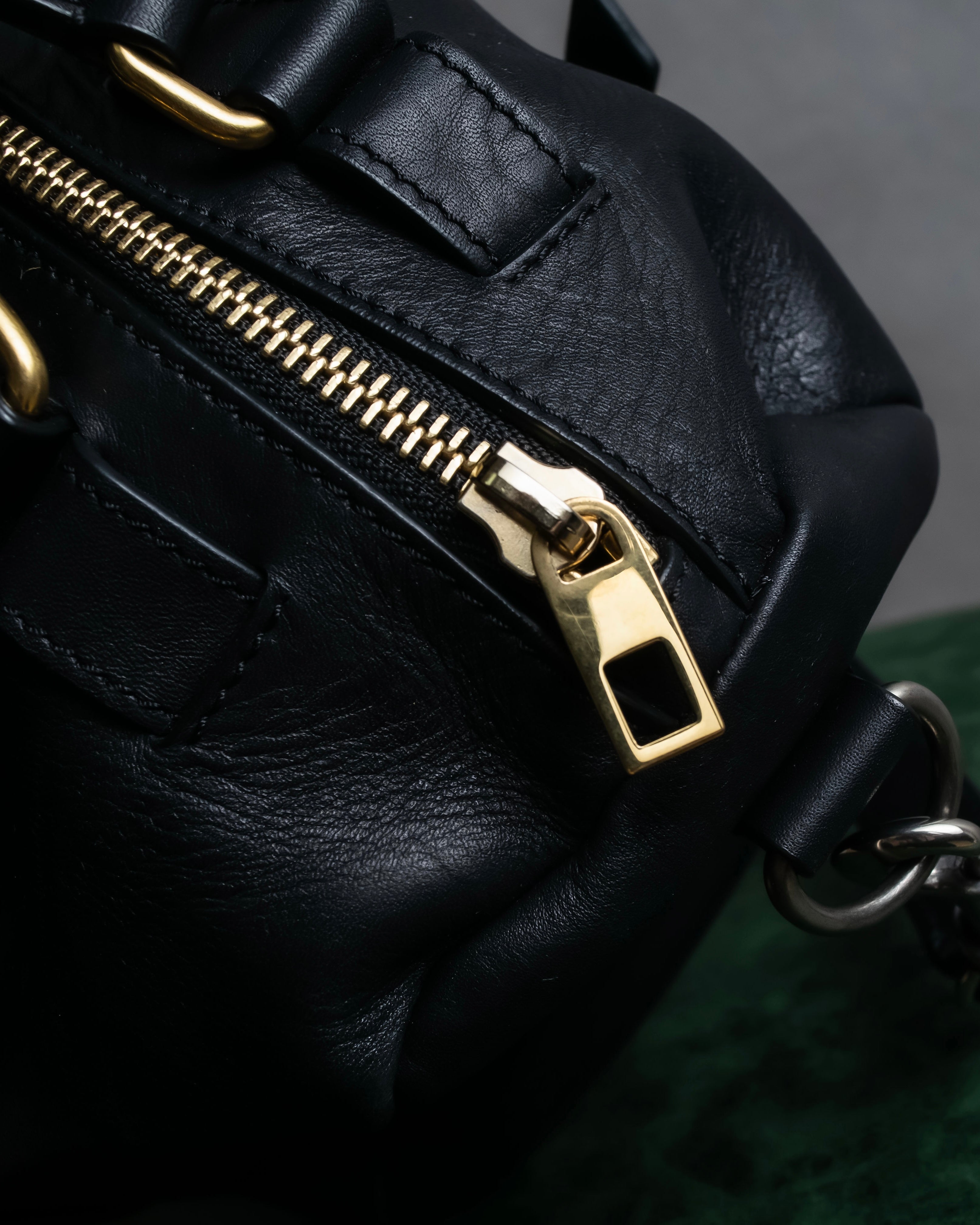 "CELINE" Various studs horizontal leather 2way bag