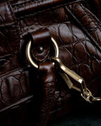 "MIU MIU" Antique design crocodile embossed leather 2way bag