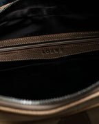 “LOEWE” Leather belted design bicolor handbag