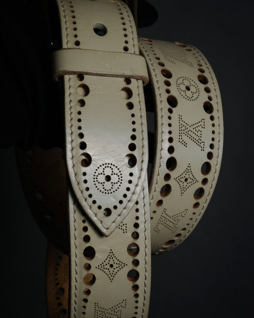 "LOUIS VUITTON" 00’s perforated monogram leather belt