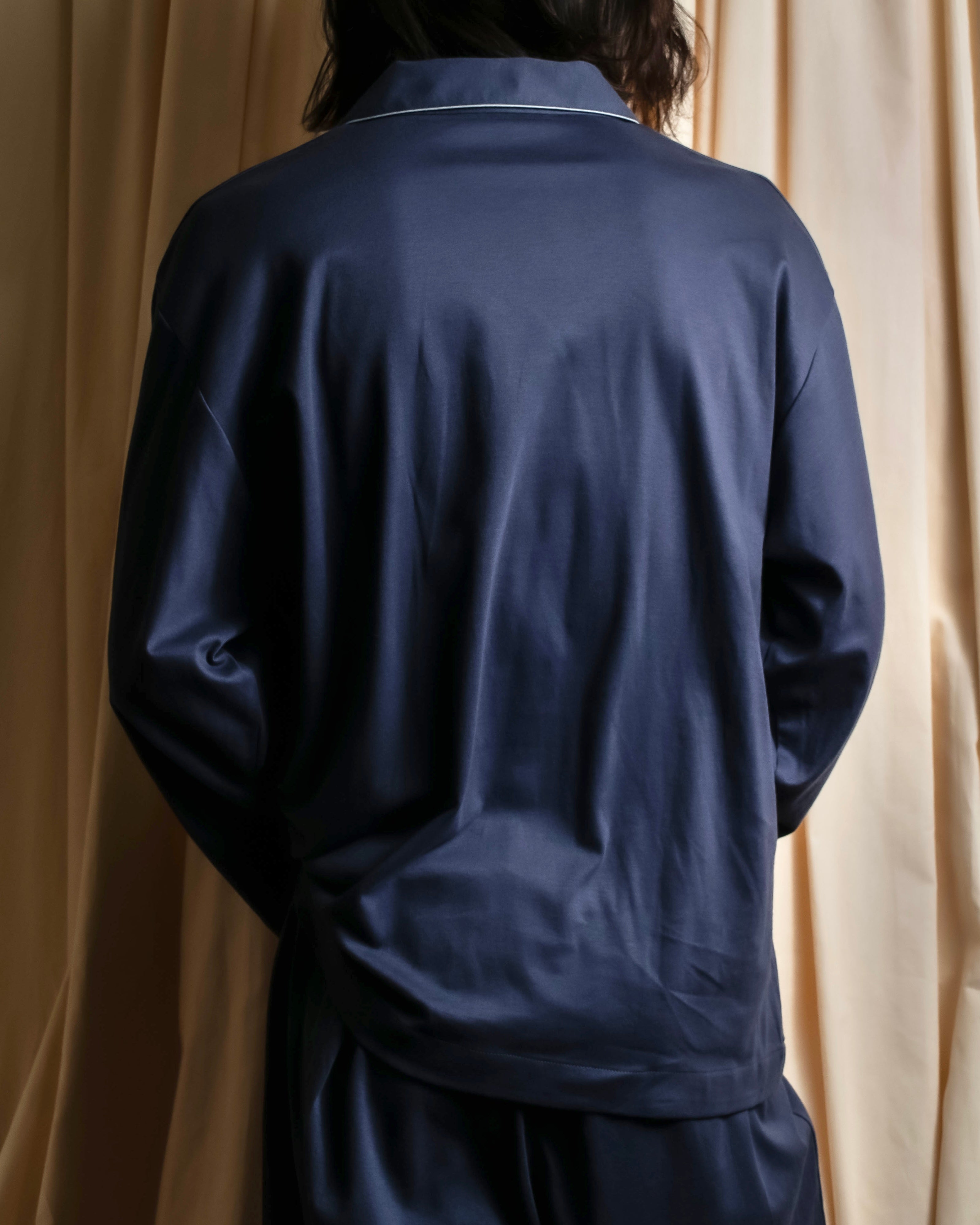 "CELINE" Piping design blue pajama set up