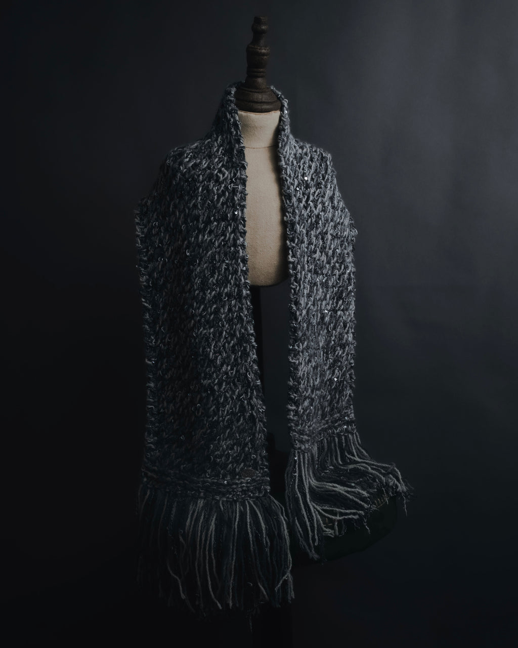 "CHANEL" 2005AW fantasy yarn embellished fringe scarf