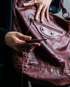 “BALENCIAGA” The Day leather one shoulder bag (burgundy)