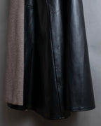 "ADORE" Synthetic leather docking belted maxi length flared skirt