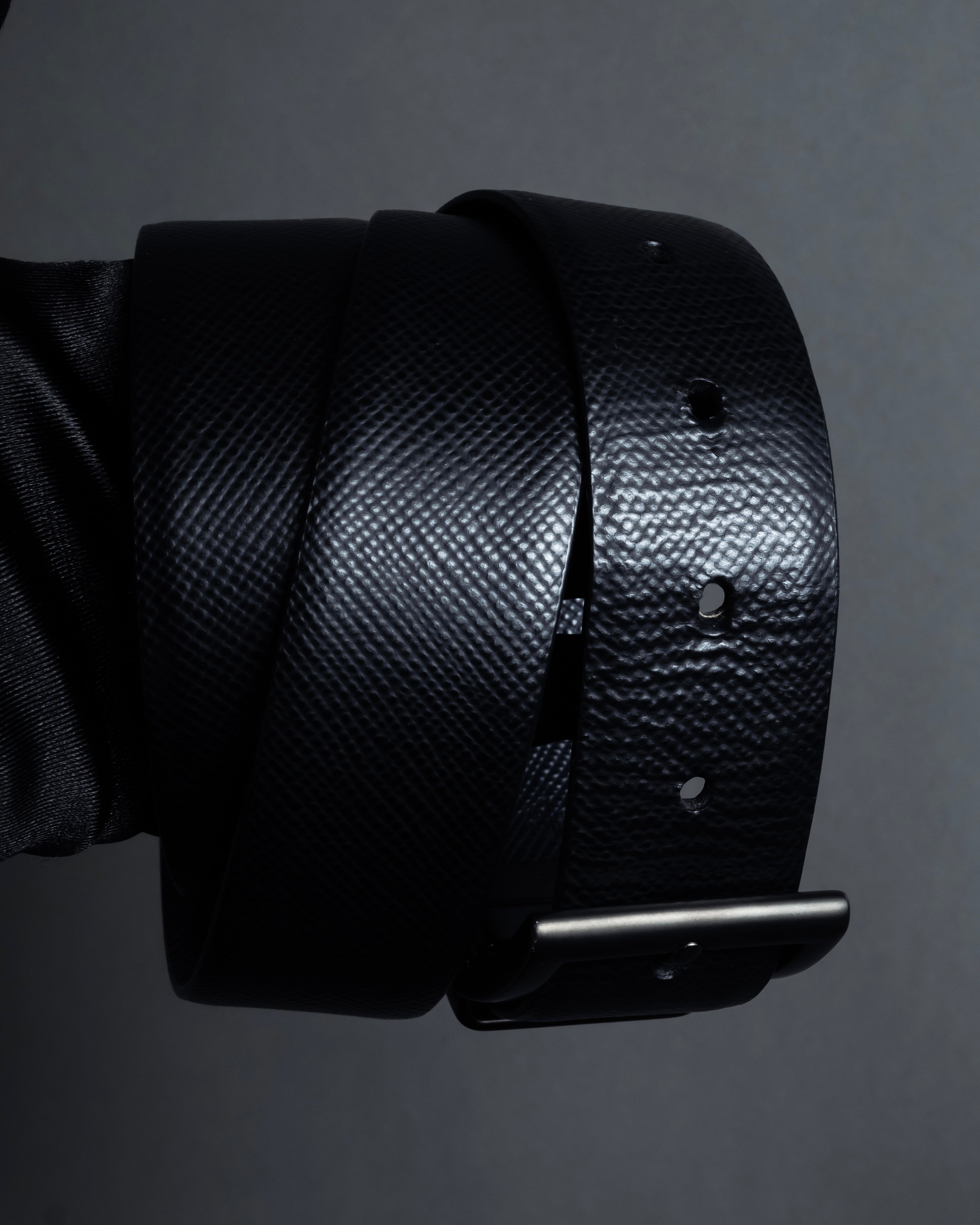 "PRADA" Black x blue reversible design belt