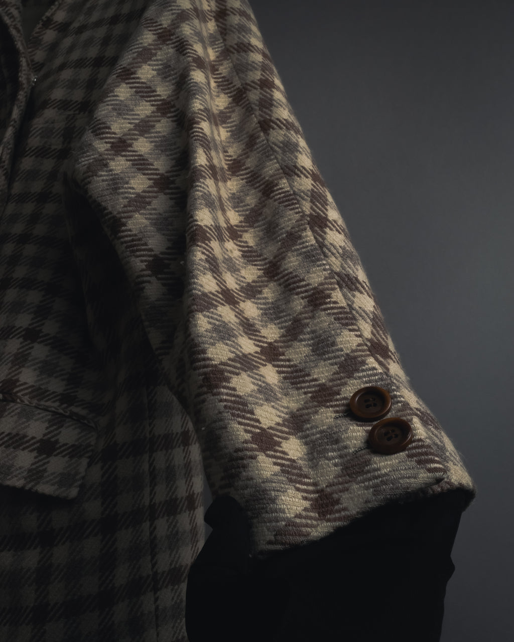 "GUCCI" 80’s checked wool shawl collar jacket
