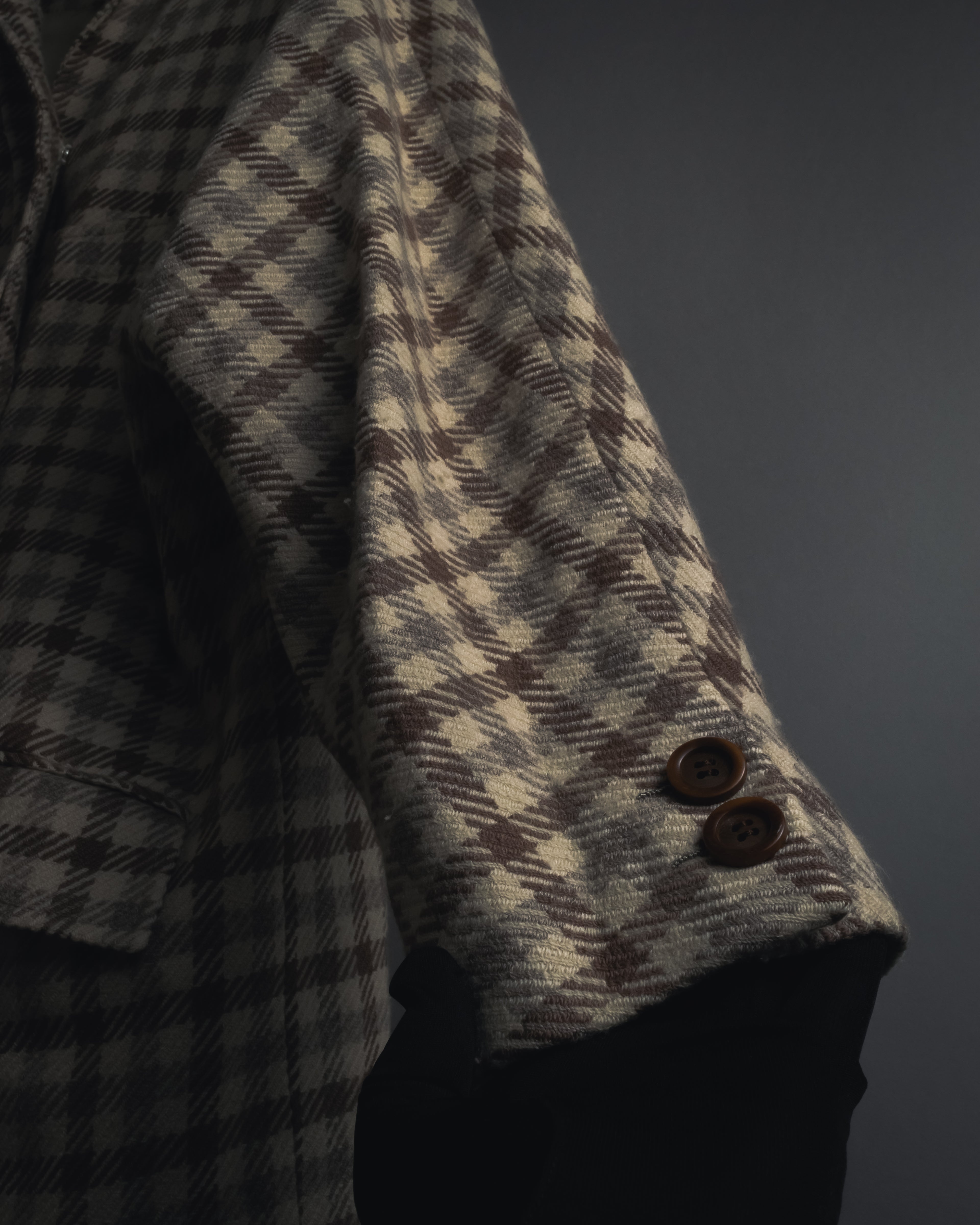 "GUCCI" 80’s checked wool shawl collar jacket