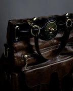 "BALENCIAGA" Gold turn lock design leather combination bag