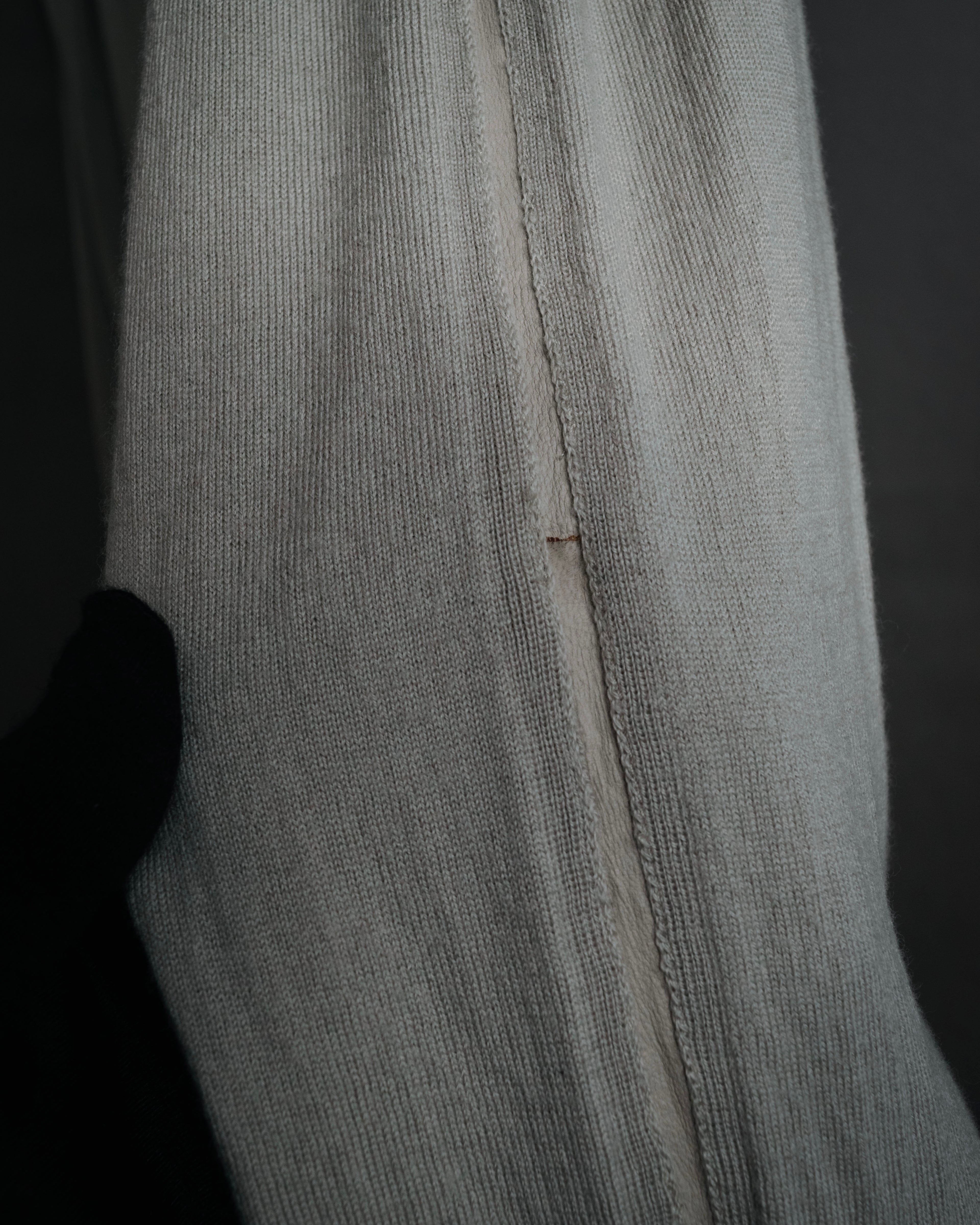 “HERMES” 2000’s Lambskin trimmed high gauge wool cardigan