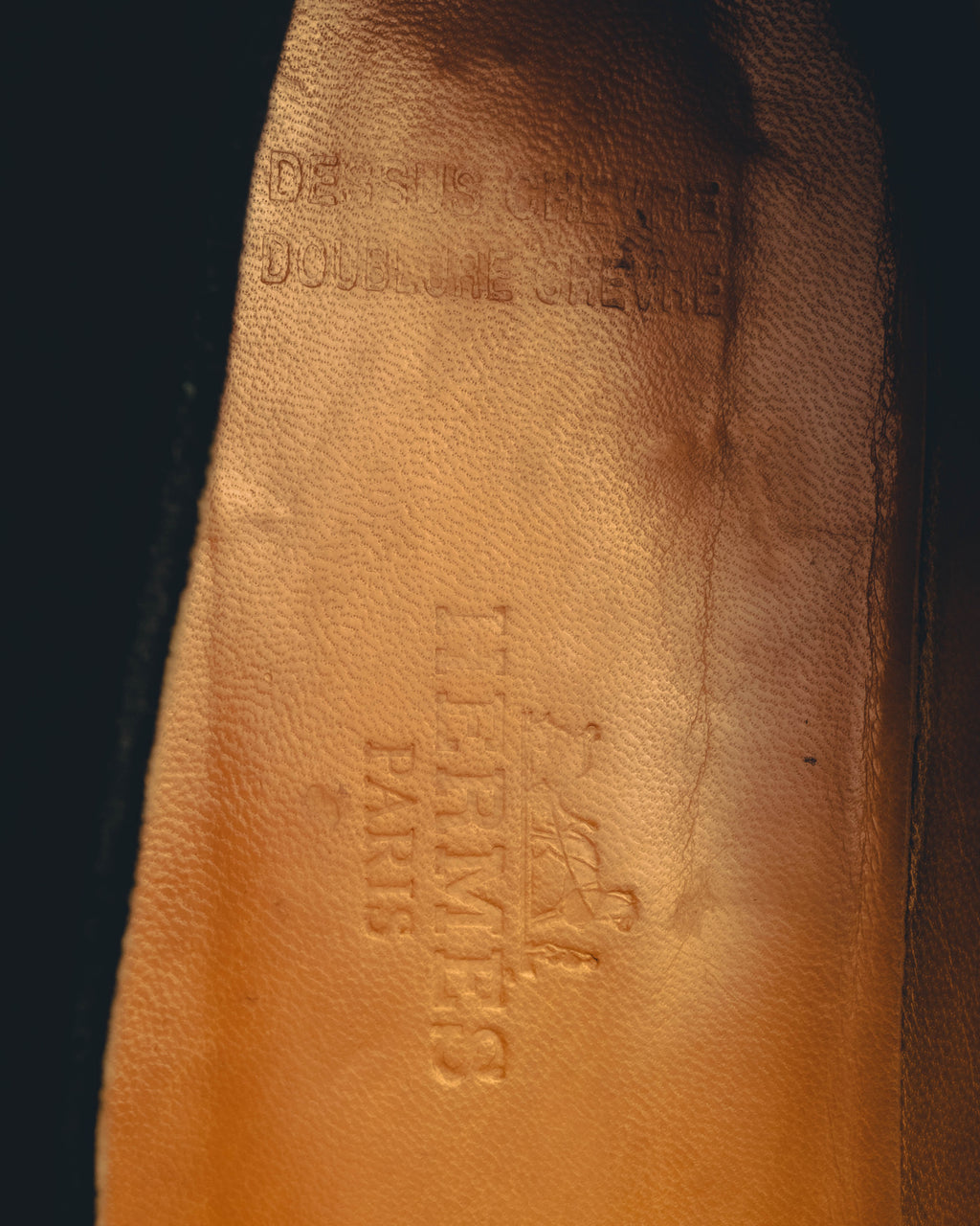 -SPECIAL- "Hermès" 80's-90's Gold embroidered suede loafers