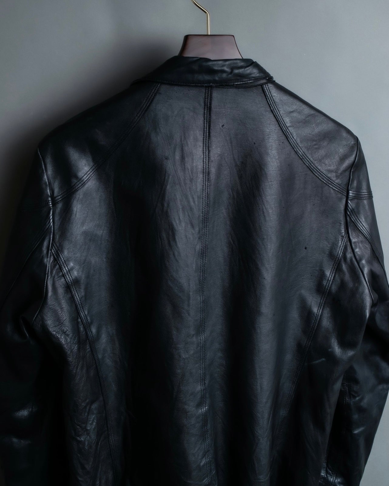 Leather Diagonal Single Jacket