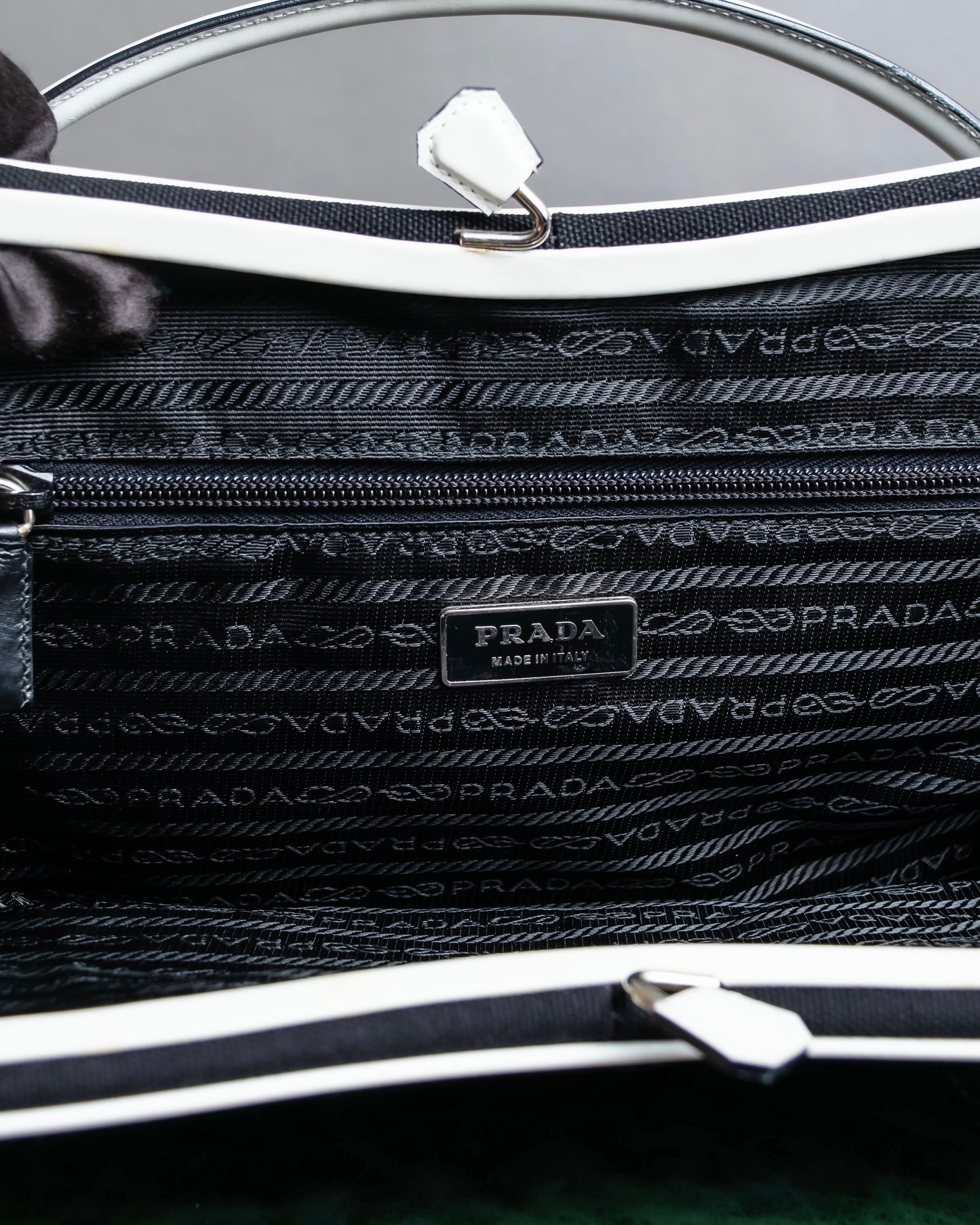 "PRADA" Clasp design monotone color bowling bag