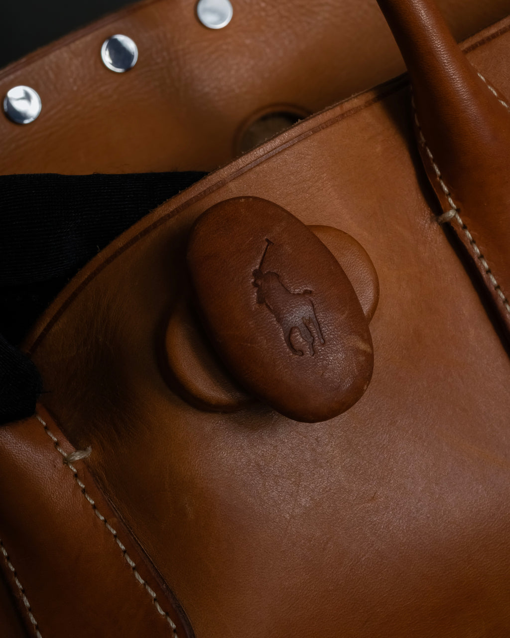 "Ralph Lauren" Metal stud design 2-way leather bag