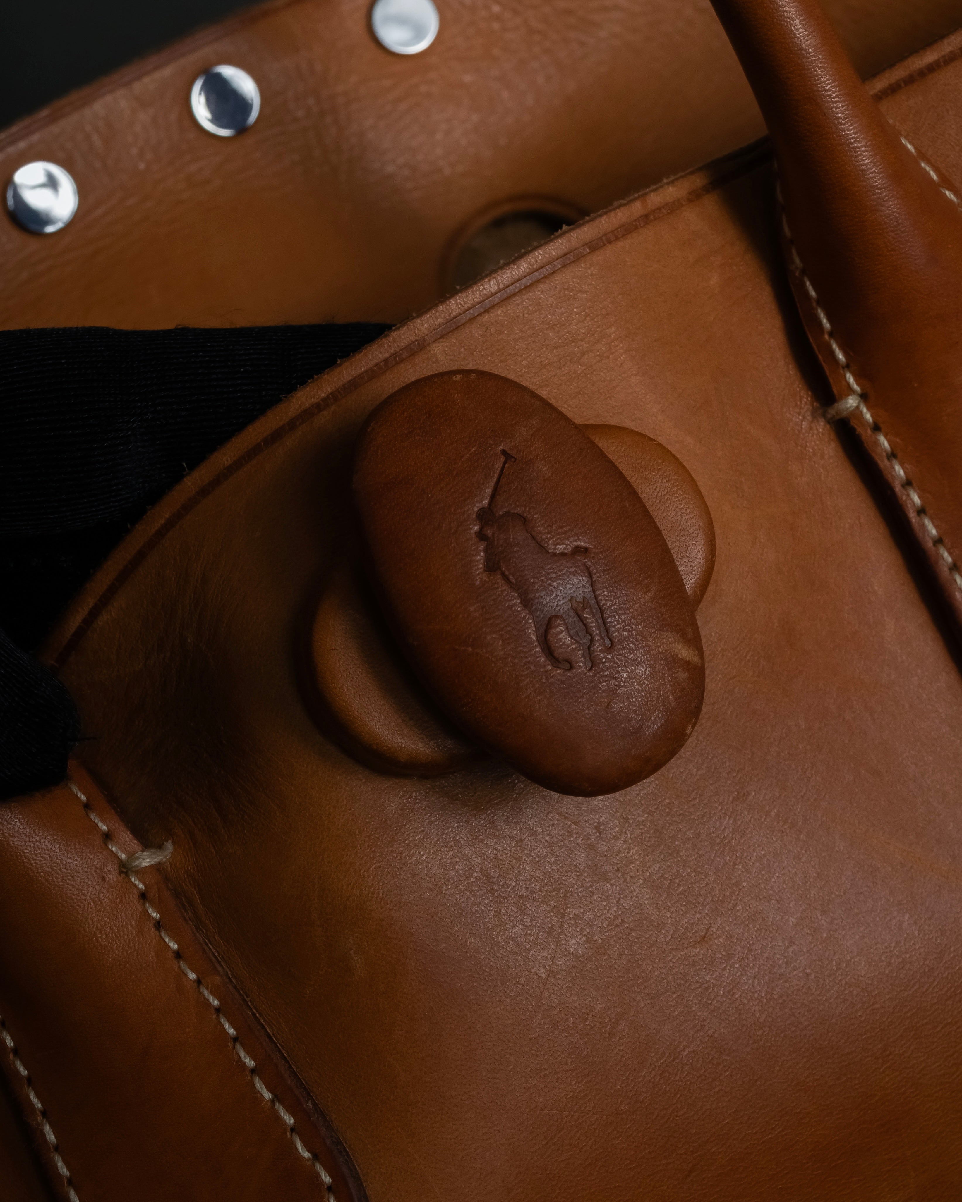 "Ralph Lauren" Metal stud design 2-way leather bag