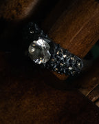 “Vintage” Textured pavé set solitaire ring