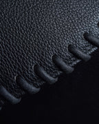 "YVES SAINT LAURENT" Hand stitched design trapezoid leather bag