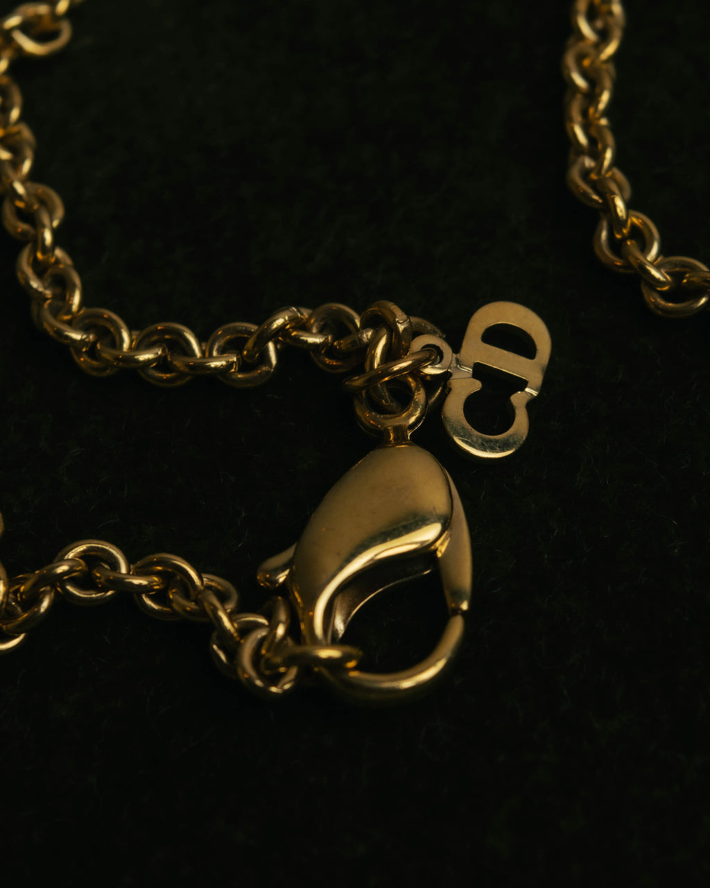 "Christian Dior" 90's-00's Gold tone logo charm necklace
